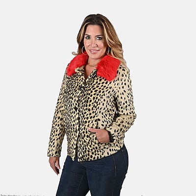Tamsy Brown and Black Leopard Pattern Acrylic Coat - (XS)
