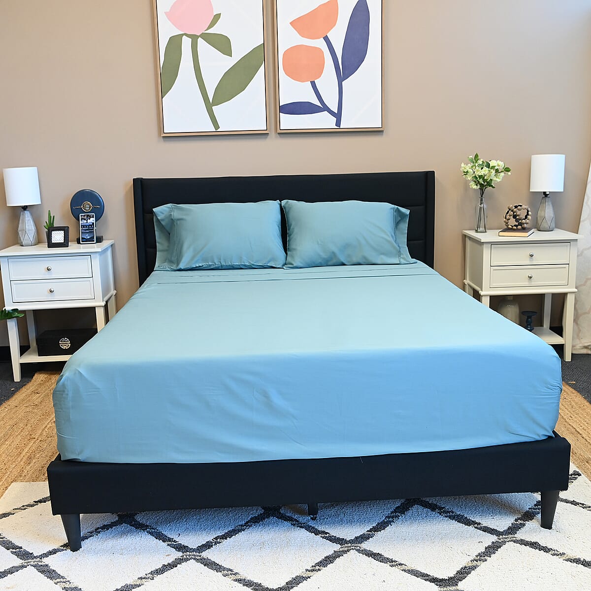 Master Suite Green Sea 500TC 100% Cotton Sheet Set -Queen | Bedsheet Set | Bed Cover Set | Bedding Set | Bedspread image number 1