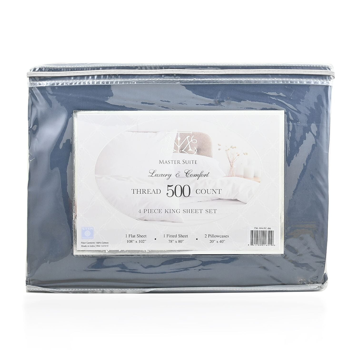 MASTER SUITE Charcoal 500TC 100% Cotton Sheet Set -King
