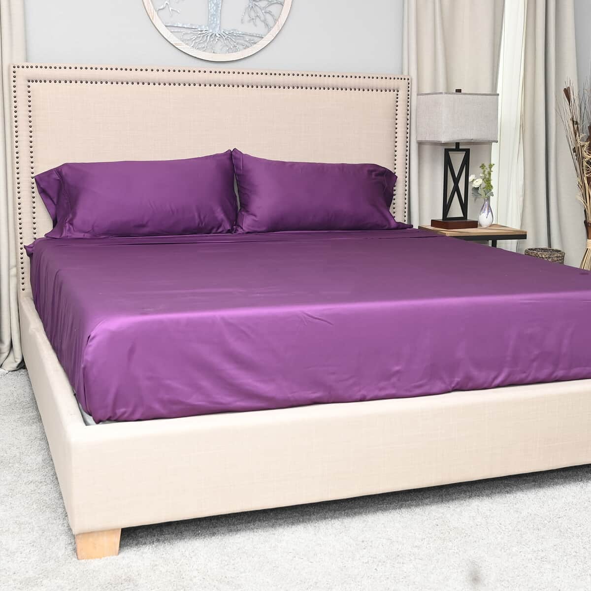 Master Suite Purple 500TC 100% Cotton Sheet Set -King | Bedsheet Set | Bed Cover Set | Bedding Set | Bedspread image number 0