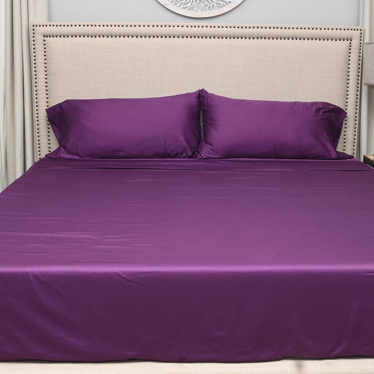 Master Suite Purple 500TC 100% Cotton Sheet Set -King | Bedsheet Set | Bed Cover Set | Bedding Set | Bedspread image number 1