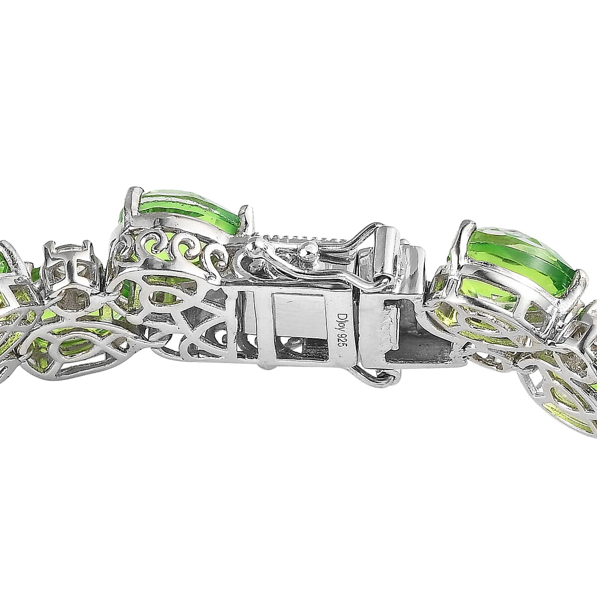 Chartreuse Quartz (Triplet) and White Zircon Bracelet in Platinum Over Sterling Silver (6.50 In) 40.00 ctw image number 3