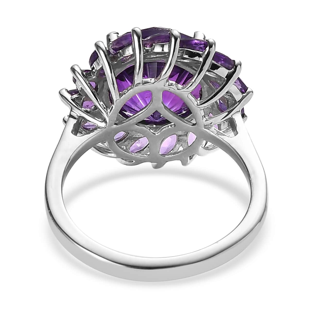 Hanabi Cut Premium Moroccan Amethyst and Amethyst Floral Ring in Platinum Over Sterling Silver (Size 8.0) 5.10 ctw image number 4