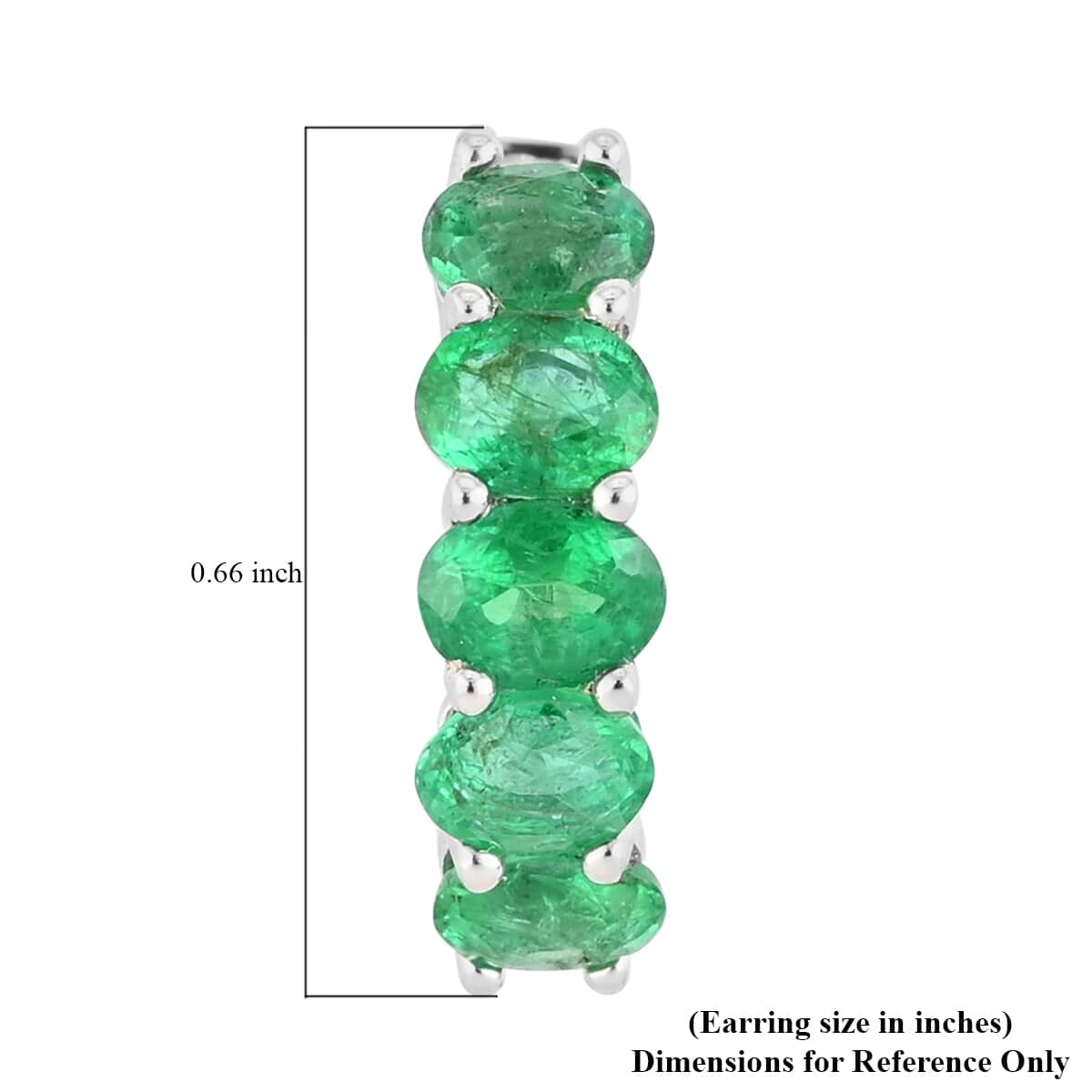 AAA Kagem Emerald Hoop Earrings in Rhodium Over Sterling Silver 1.65 ctw image number 4