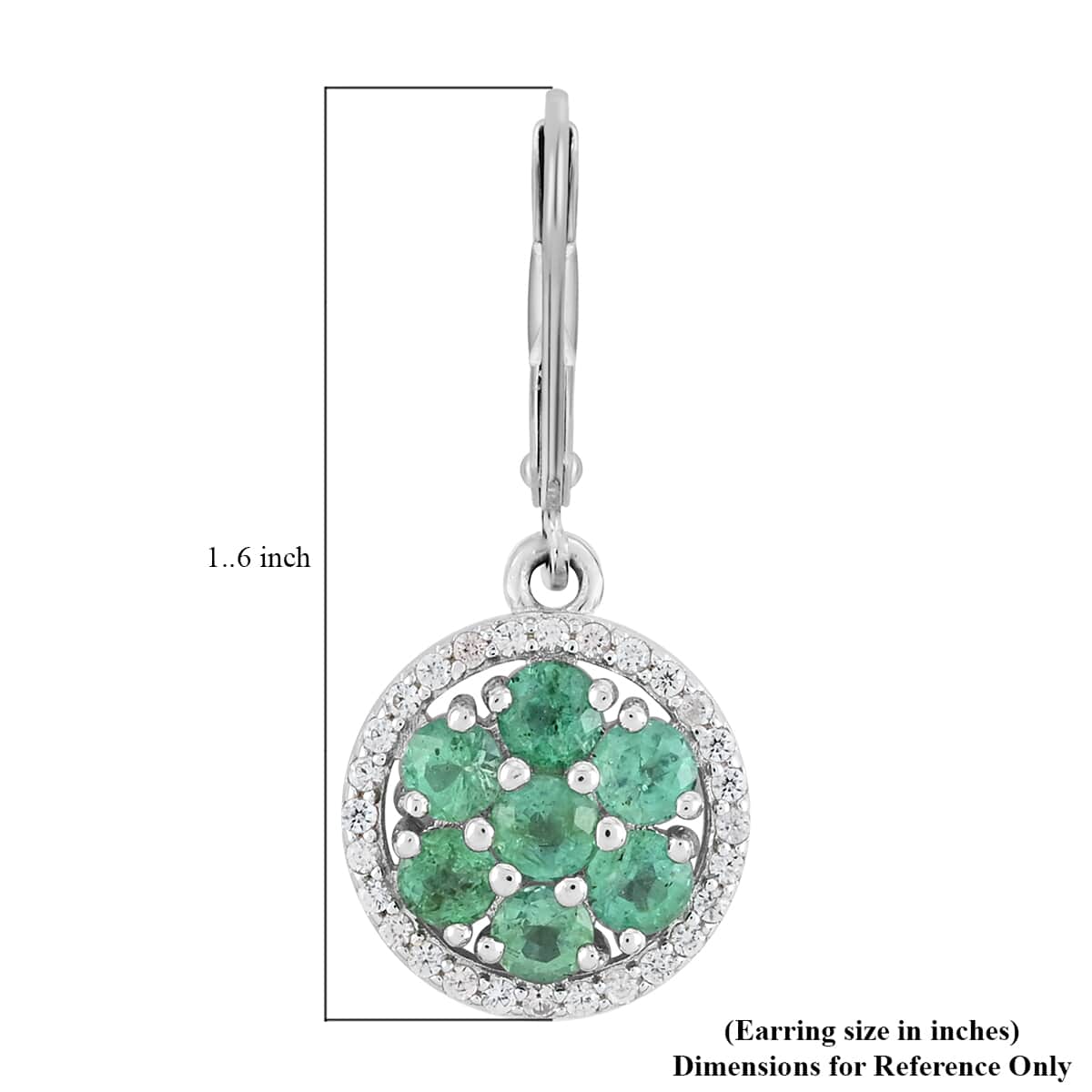 AAA Kagem Emerald and White Zircon Earrings in Rhodium Over Sterling Silver 1.90 ctw image number 4
