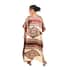 WINLAR Brown Tribal Print V-Neck Long Satin Kaftan - One Size Fits up to 3X image number 1