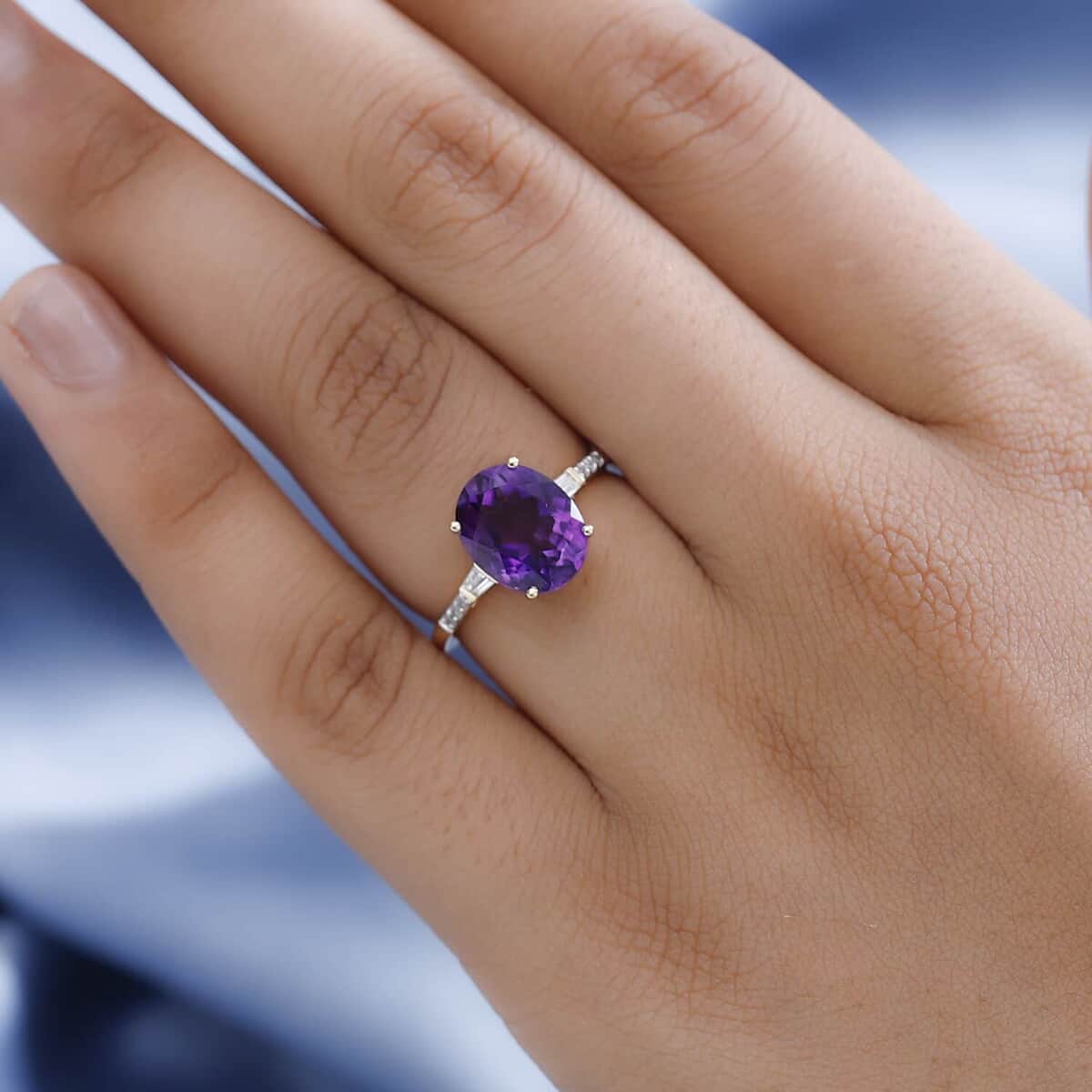 Luxoro 10K Yellow Gold AAA Moroccan Amethyst and Diamond Ring 3.60 ctw image number 2