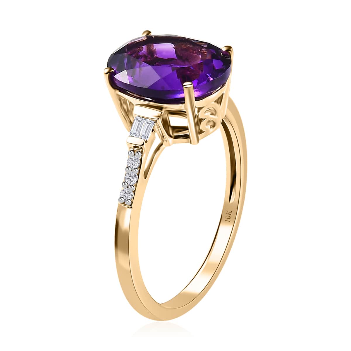 Ankur Treasure Chest Luxoro 10K Yellow Gold AAA Moroccan Amethyst and Diamond Ring (Size 6.0) 3.60 ctw image number 3