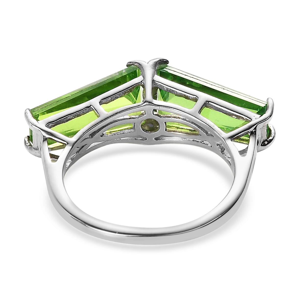 Chartreuse Quartz (Triplet) Fancy Ring in Platinum Over Sterling Silver 6.40 ctw (Del. in 5-7 Days) image number 4