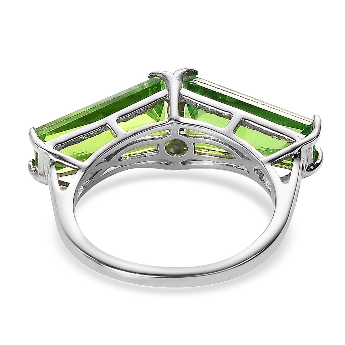 Chartreuse Quartz (Triplet) Fancy Ring in Platinum Over Sterling Silver (Size 7.0) 6.40 ctw image number 4