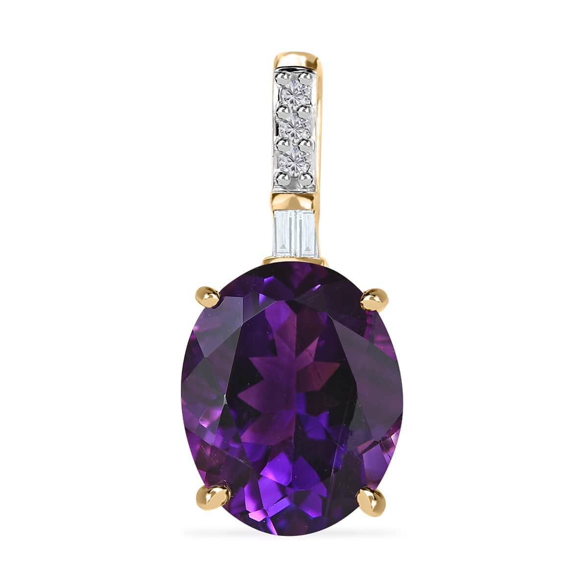 Luxoro 10K Yellow Gold AAA Moroccan Amethyst and Diamond Solitaire Pendant 3.50 ctw image number 0