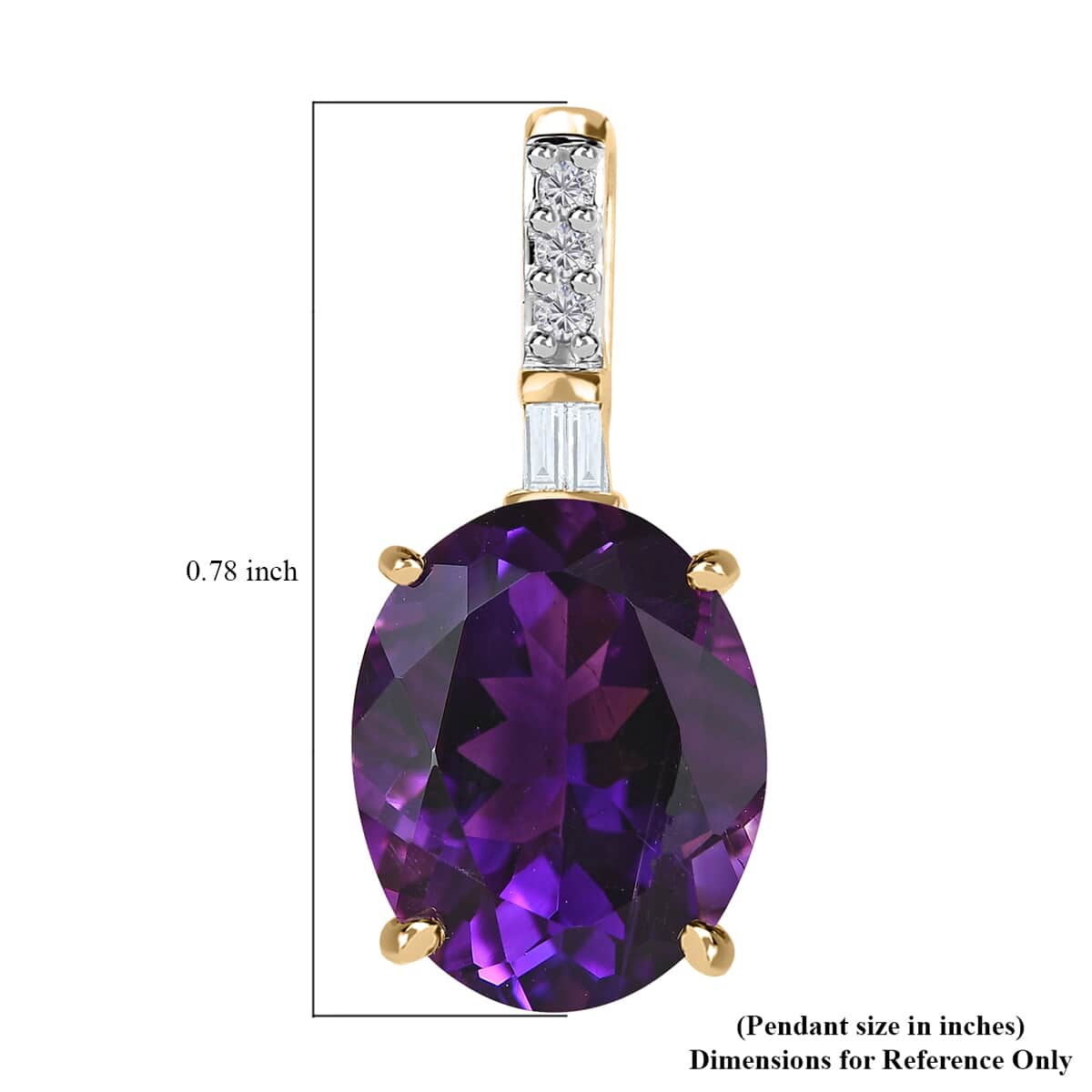 Luxoro 10K Yellow Gold AAA Moroccan Amethyst and Diamond Solitaire Pendant 3.50 ctw image number 5