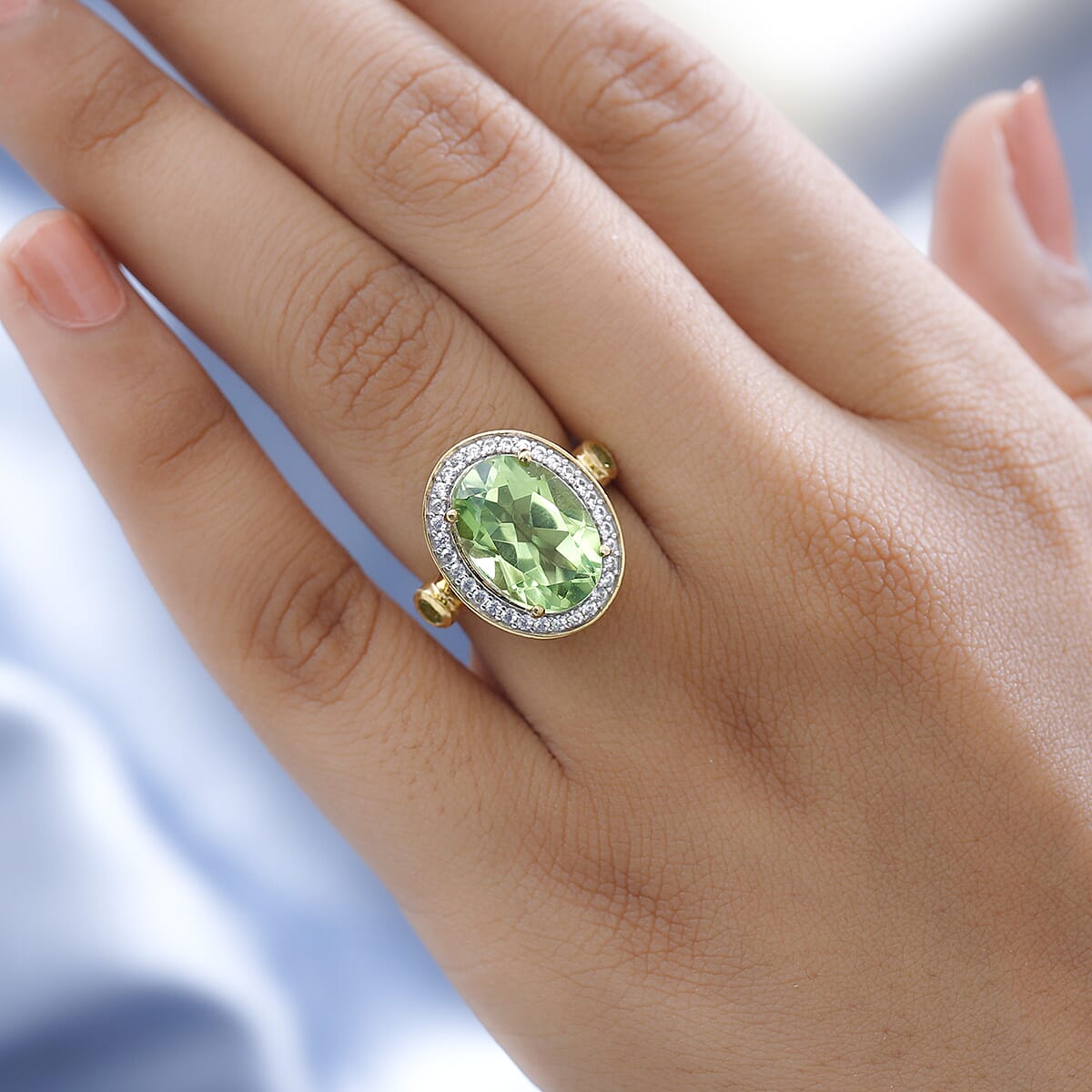 Chartreuse Quartz (Triplet) and Multi Gemstone Ring in Vermeil Yellow Gold Over Sterling Silver (Size 8.0) 7.00 ctw image number 2