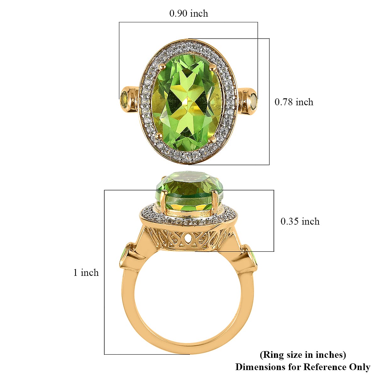 Chartreuse Quartz (Triplet) and Multi Gemstone Ring in Vermeil Yellow Gold Over Sterling Silver (Size 9.0) 7.00 ctw image number 5
