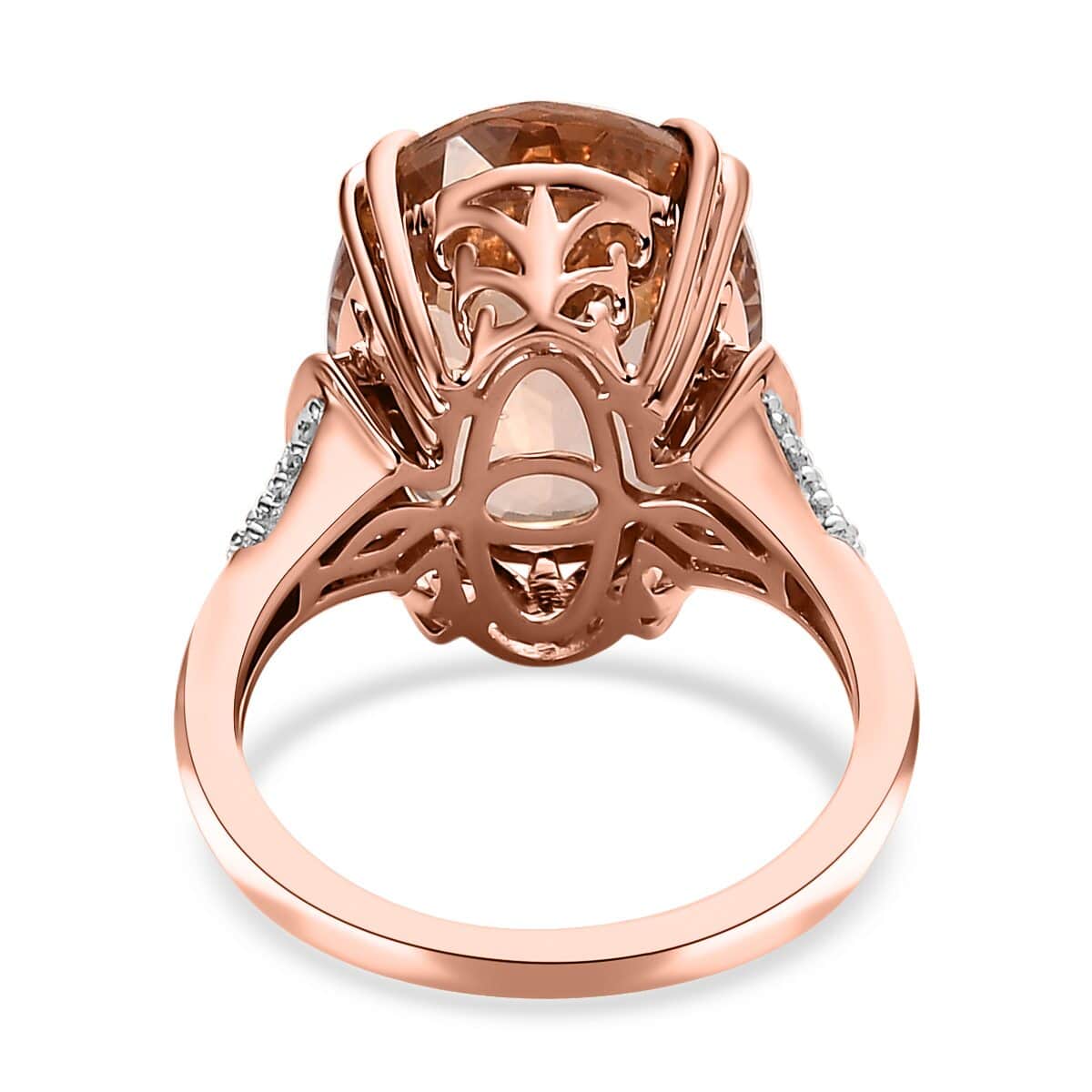 Luxoro 14K Rose Gold AAA Marropino Morganite and G-H I2 Diamond Ring (Size 7.0) 4.25 Grams 8.75 ctw image number 4