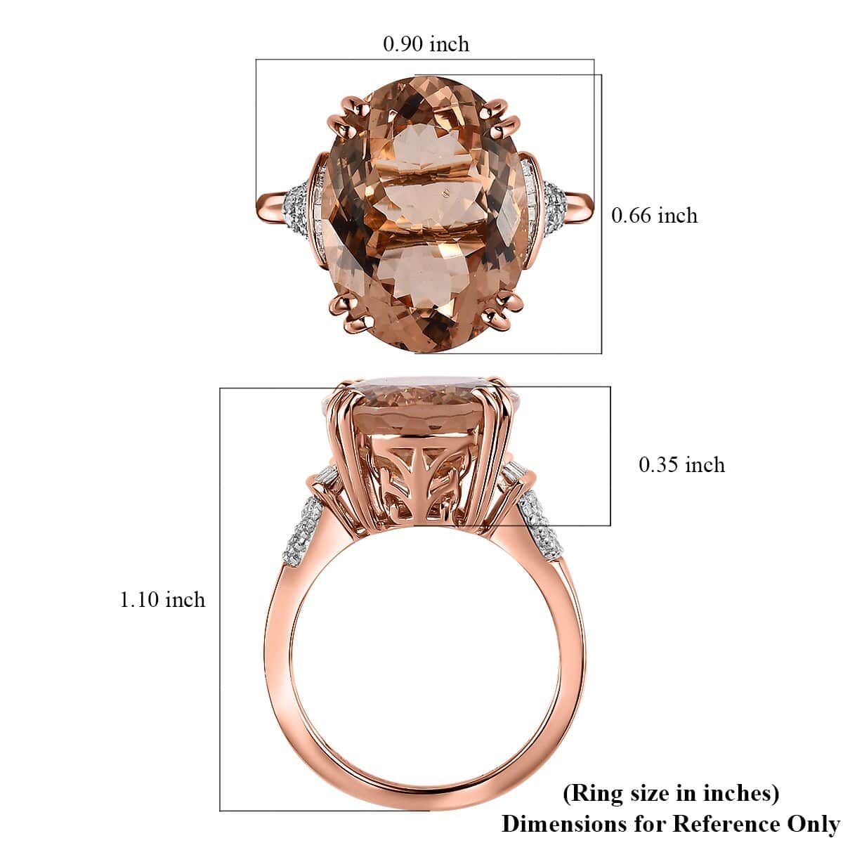 Luxoro 14K Rose Gold AAA Marropino Morganite and G-H I2 Diamond Ring (Size 7.0) 4.25 Grams 8.75 ctw image number 5