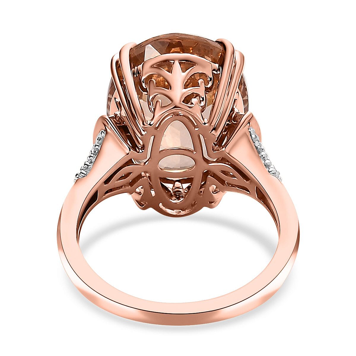 Luxoro 14K Rose Gold AAA Marropino Morganite and G-H I2 Diamond Ring (Size 9.0) 4.25 Grams 8.75 ctw image number 4