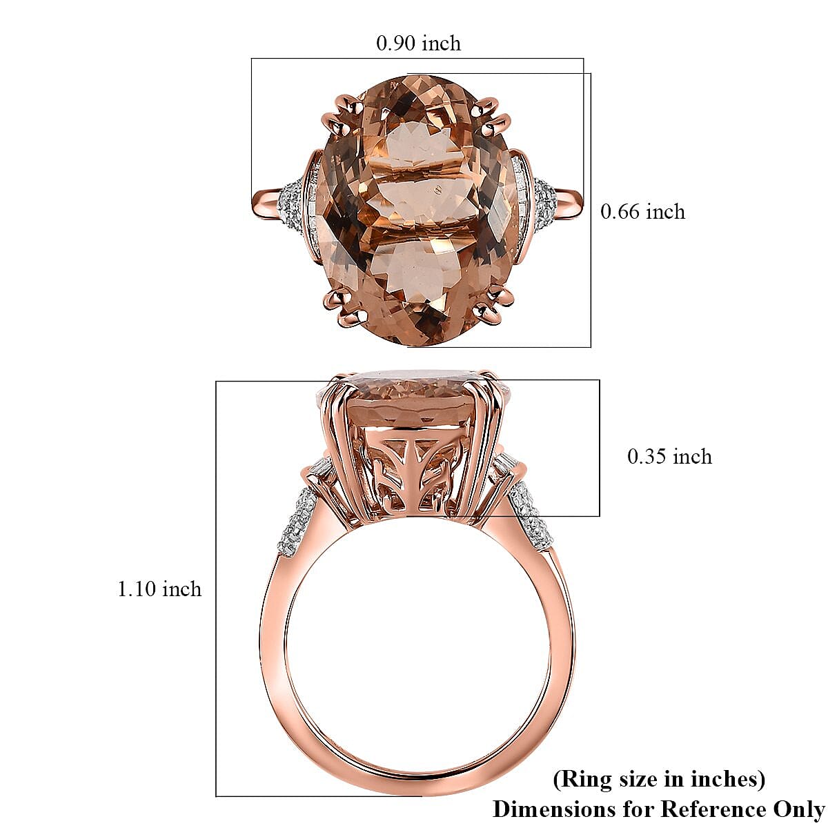 Luxoro 14K Rose Gold AAA Marropino Morganite and G-H I2 Diamond Ring (Size 9.0) 4.25 Grams 8.75 ctw image number 5