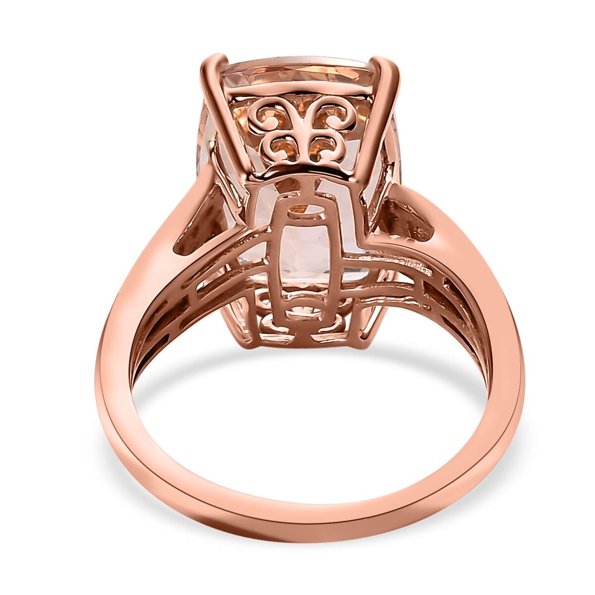 Luxoro 10K Rose Gold AAA Marropino Morganite and I2 Natural Champagne and White Diamond Ring (Size 8.0) 6.50 ctw image number 4