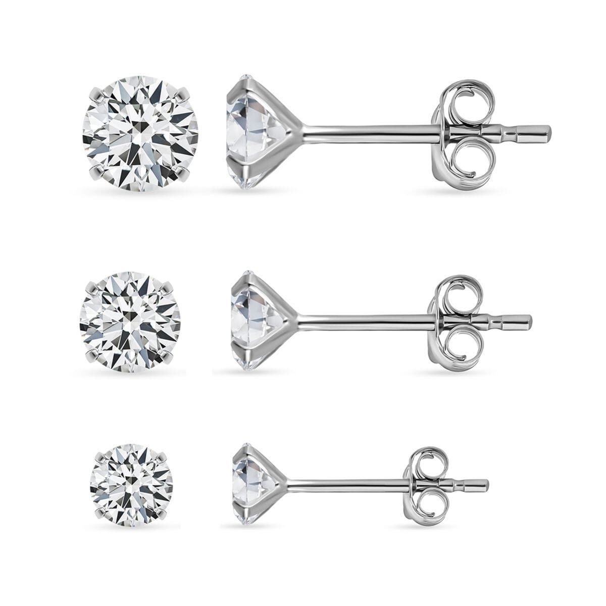 Simulated Diamond Stud Earrings in Rhodium Over Sterling Silver image number 0