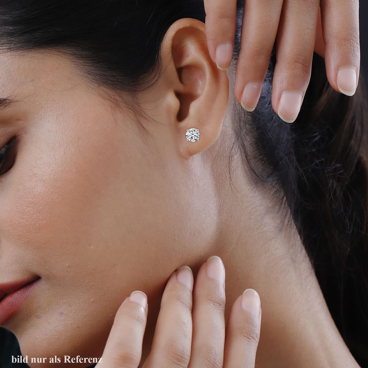 Simulated Diamond Stud Earrings in Rhodium Over Sterling Silver image number 1