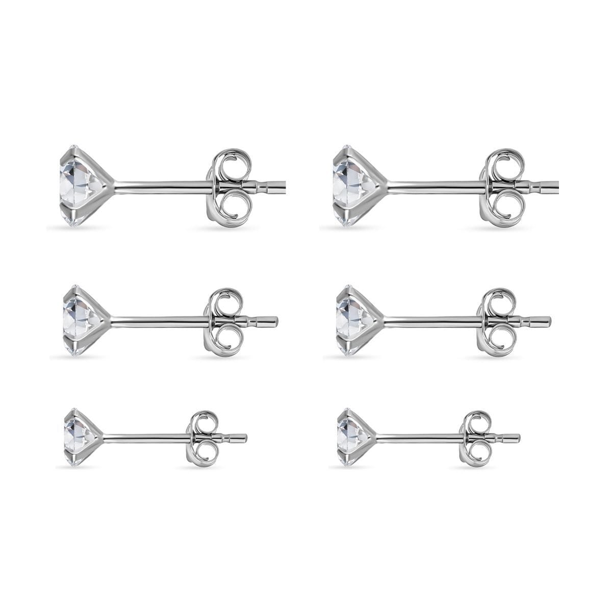 Simulated Diamond Stud Earrings in Rhodium Over Sterling Silver image number 2