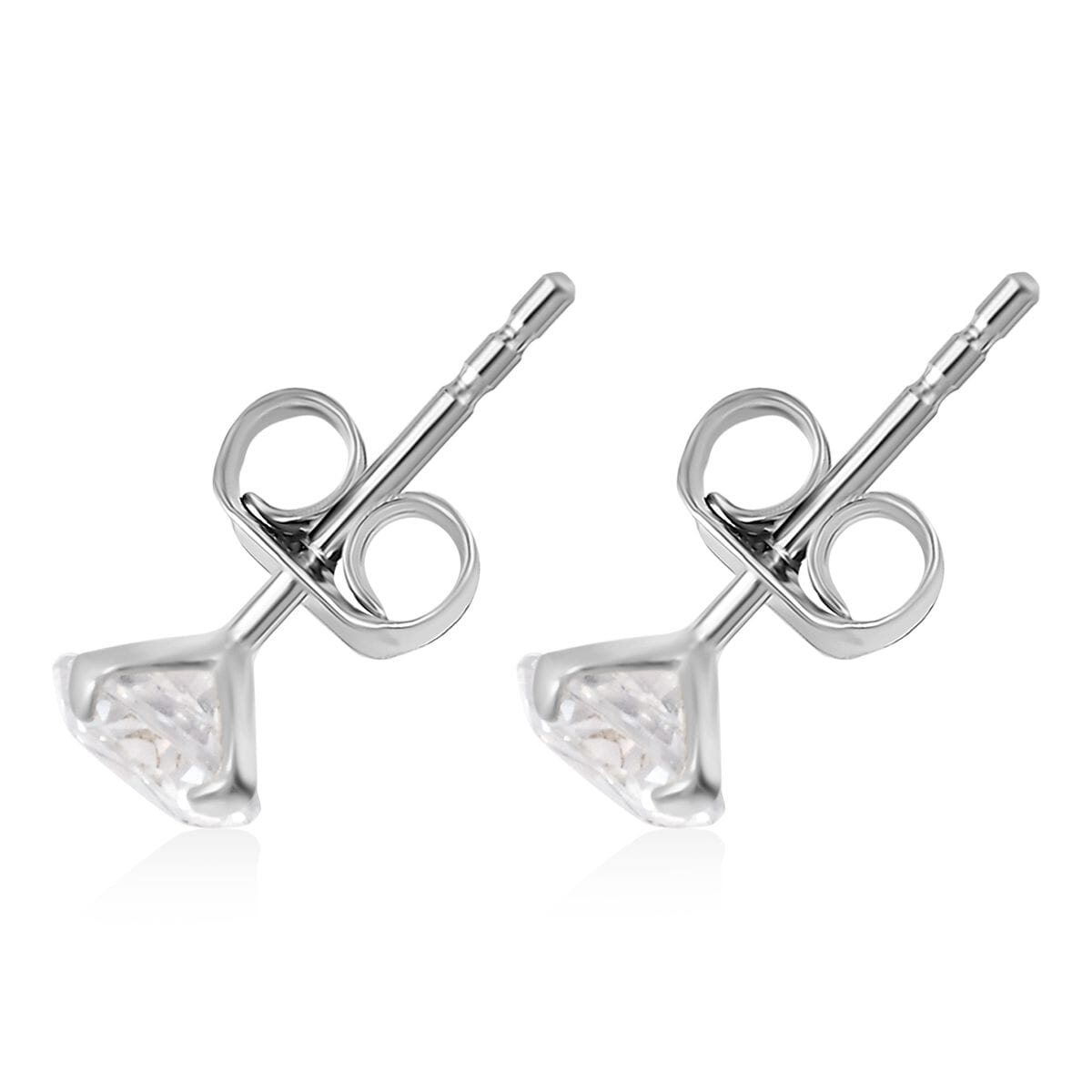 Simulated Diamond Stud Earrings in Rhodium Over Sterling Silver image number 5