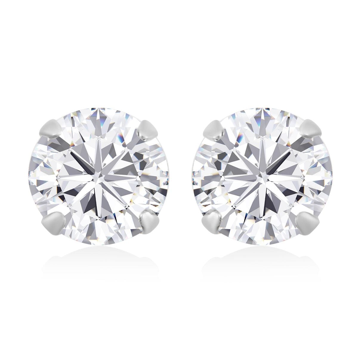 Simulated Diamond Stud Earrings in Rhodium Over Sterling Silver image number 6