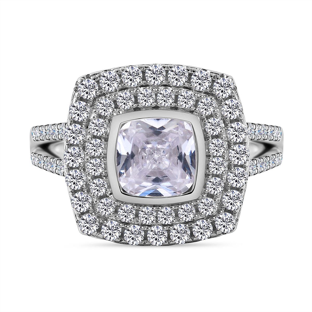 Simulated Diamond 1.15 ctw Ring in Rhodium Over Sterling Silver (Size 6.5)