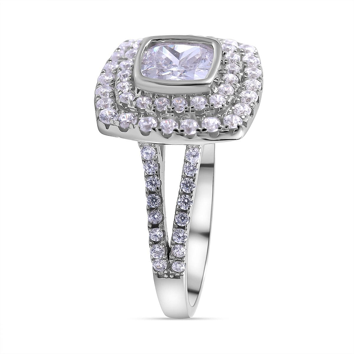 Simulated Diamond 1.15 ctw Ring in Rhodium Over Sterling Silver (Size 6.5)