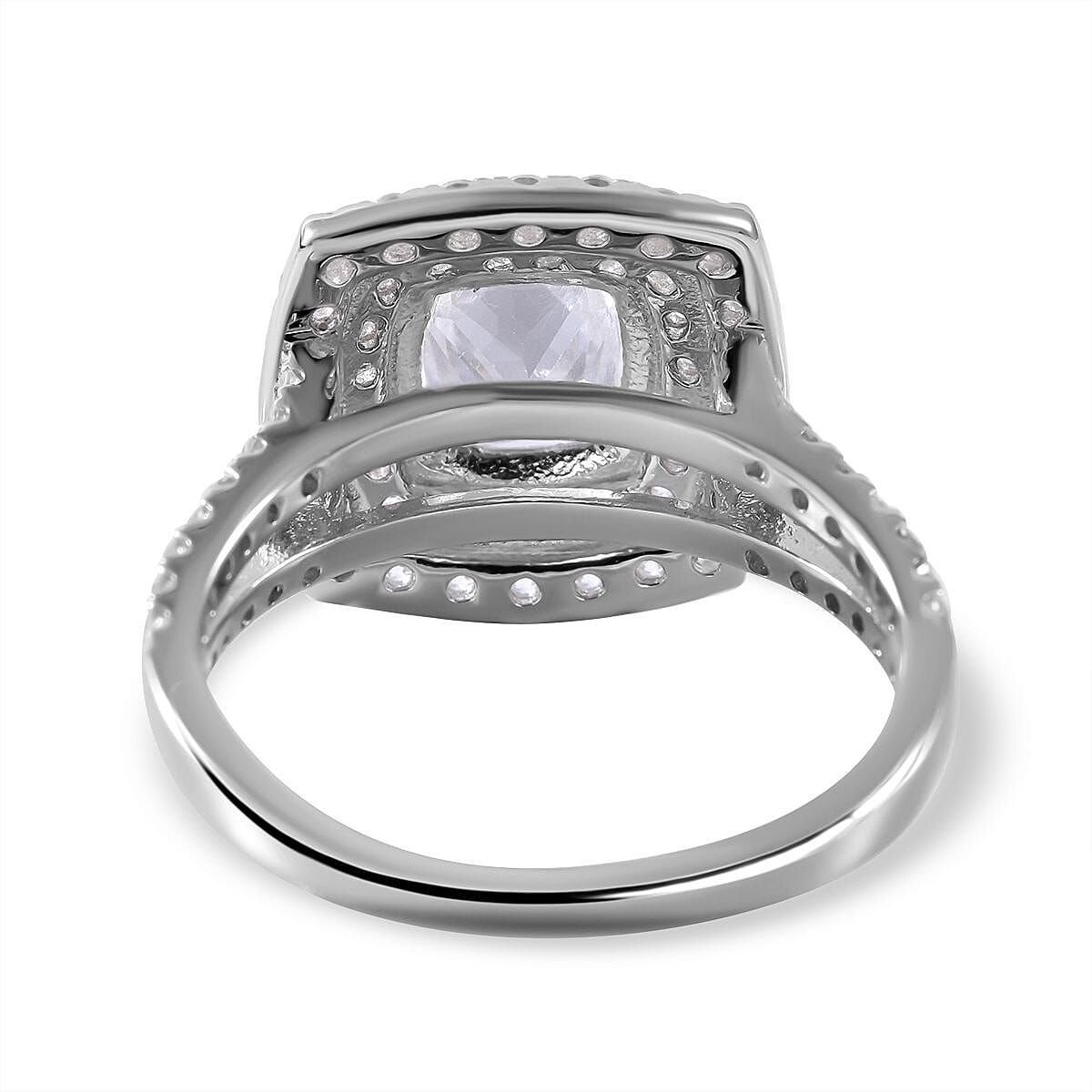 Simulated Diamond 1.15 ctw Ring in Rhodium Over Sterling Silver (Size 6.5)