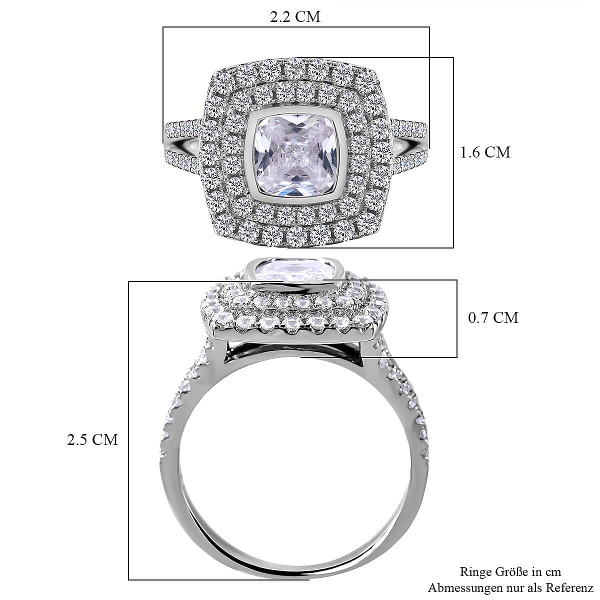 Simulated Diamond 1.15 ctw Ring in Rhodium Over Sterling Silver (Size 6.5)