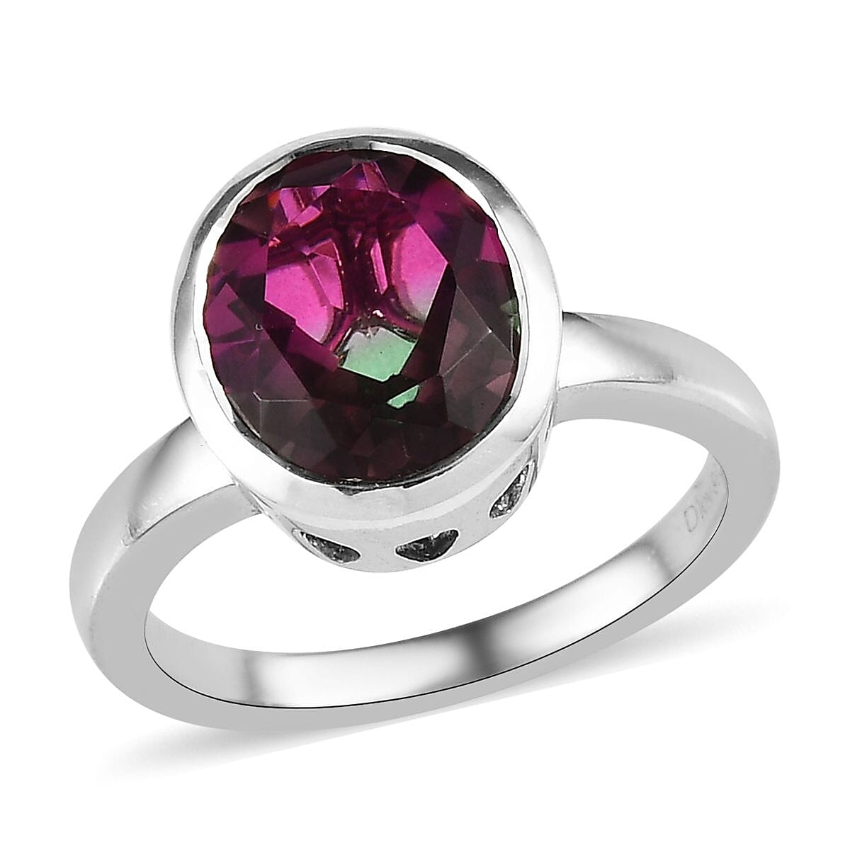 Watermelon Quartz (Triplet) Solitaire Ring in Platinum Over Sterling Silver (Size 7.0) 3.85 ctw image number 0