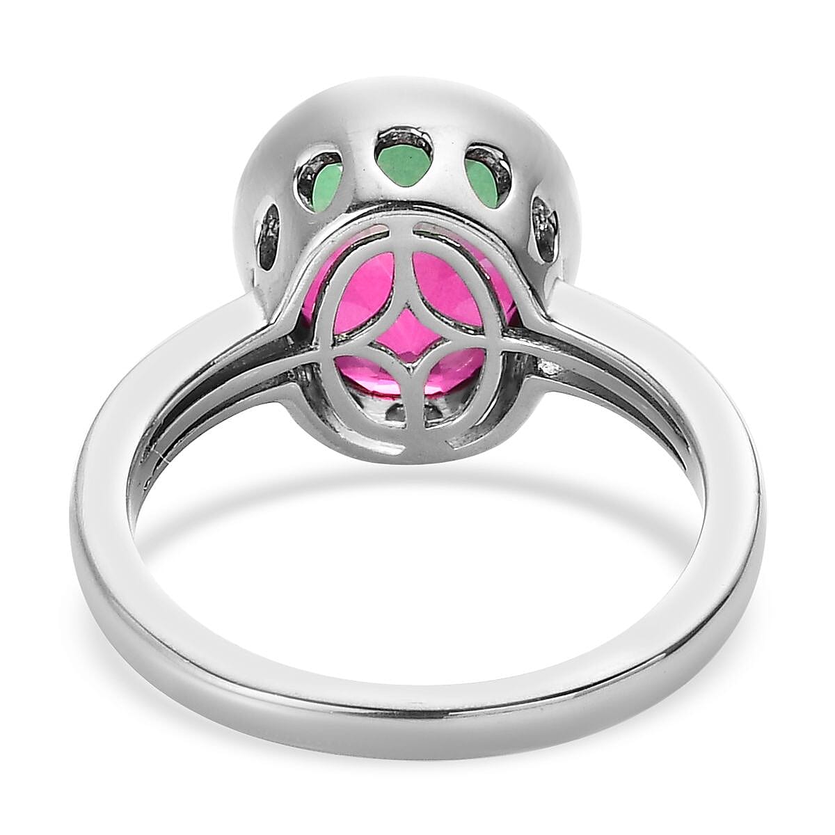 Watermelon Quartz (Triplet) Solitaire Ring in Platinum Over Sterling Silver (Size 7.0) 3.85 ctw image number 4
