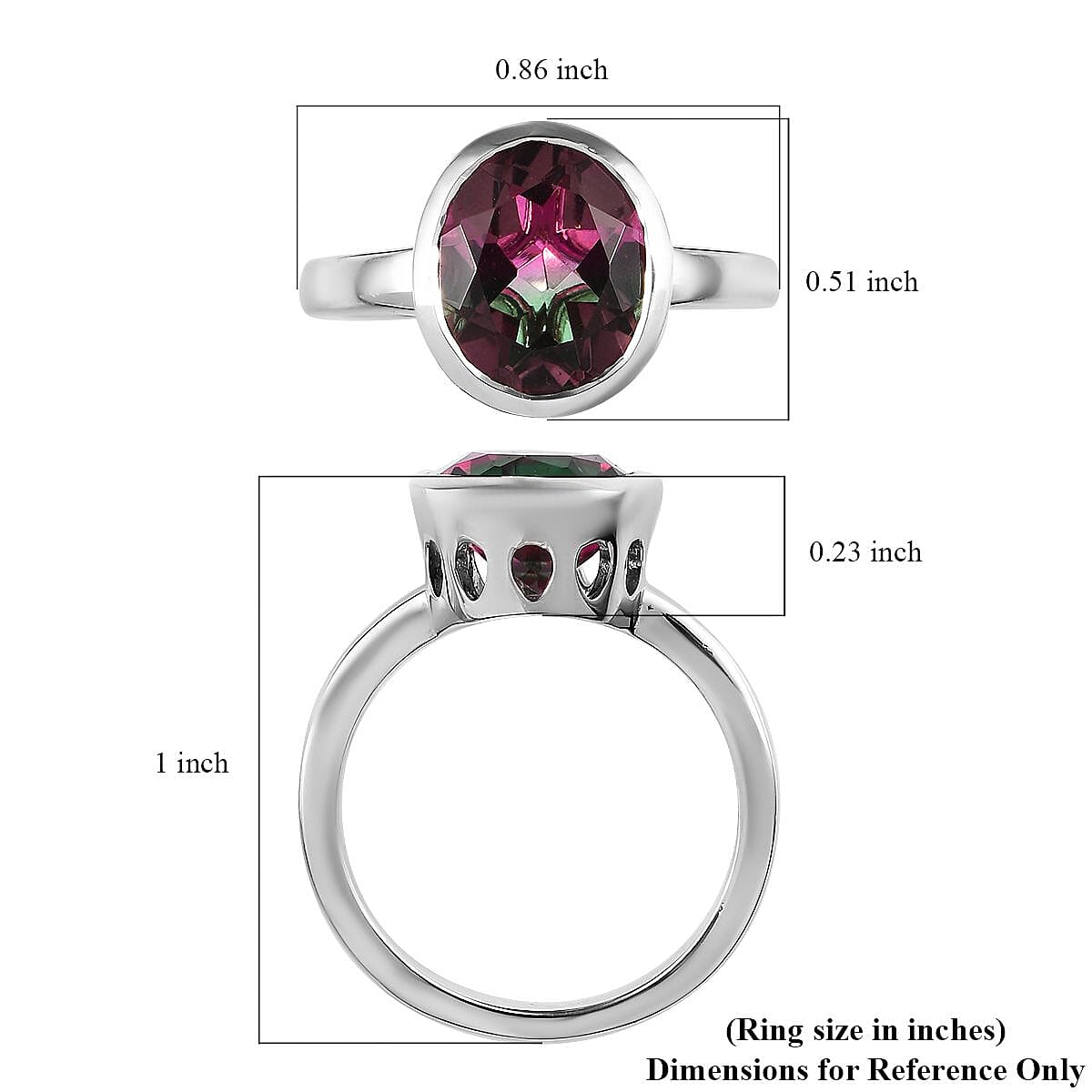 Watermelon Quartz (Triplet) Solitaire Ring in Platinum Over Sterling Silver (Size 7.0) 3.85 ctw image number 5