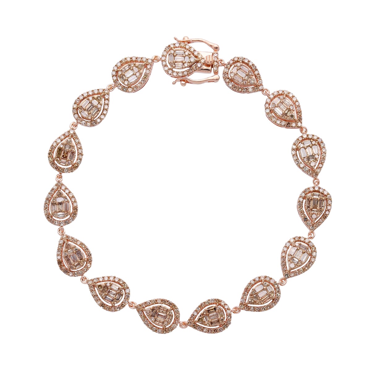 Natural Champagne Diamond Bracelet in Vermeil Rose Gold Over Sterling Silve (7.50 In) 4.00 ctw (Del. 7-10 Days) image number 0
