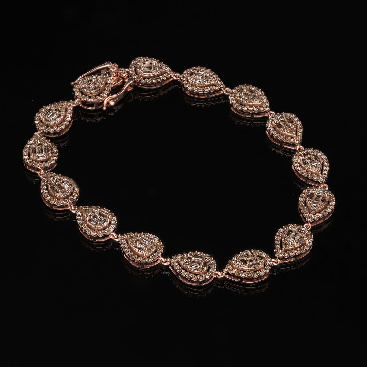 Natural Champagne Diamond Bracelet in Vermeil Rose Gold Over Sterling Silve (7.50 In) 4.00 ctw (Del. 7-10 Days) image number 1