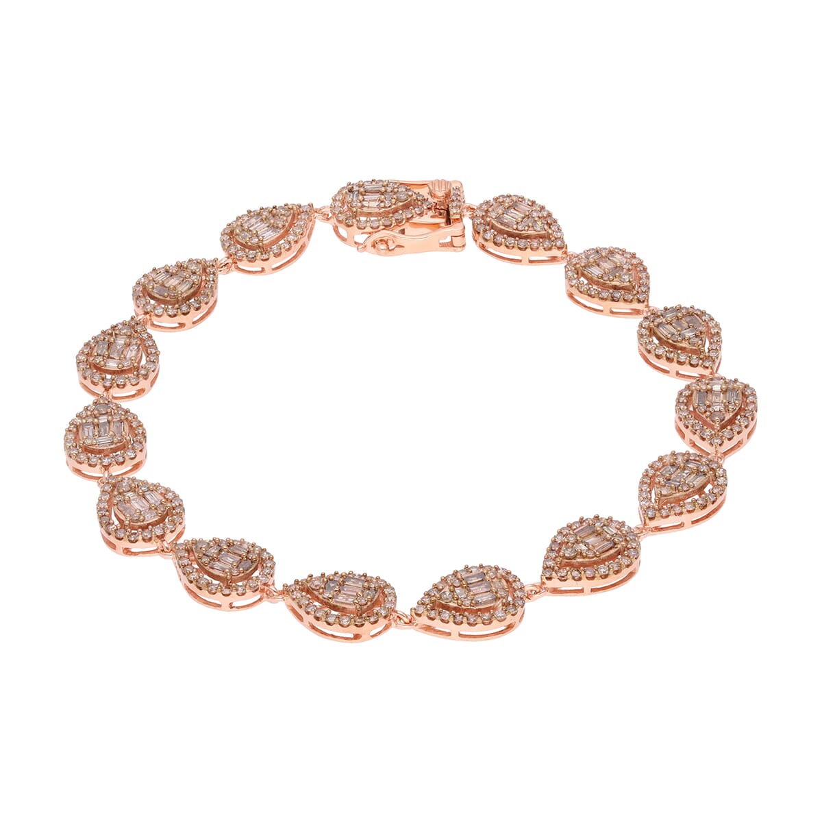 Natural Champagne Diamond Bracelet in Vermeil Rose Gold Over Sterling Silve (7.50 In) 4.00 ctw (Del. 7-10 Days) image number 2