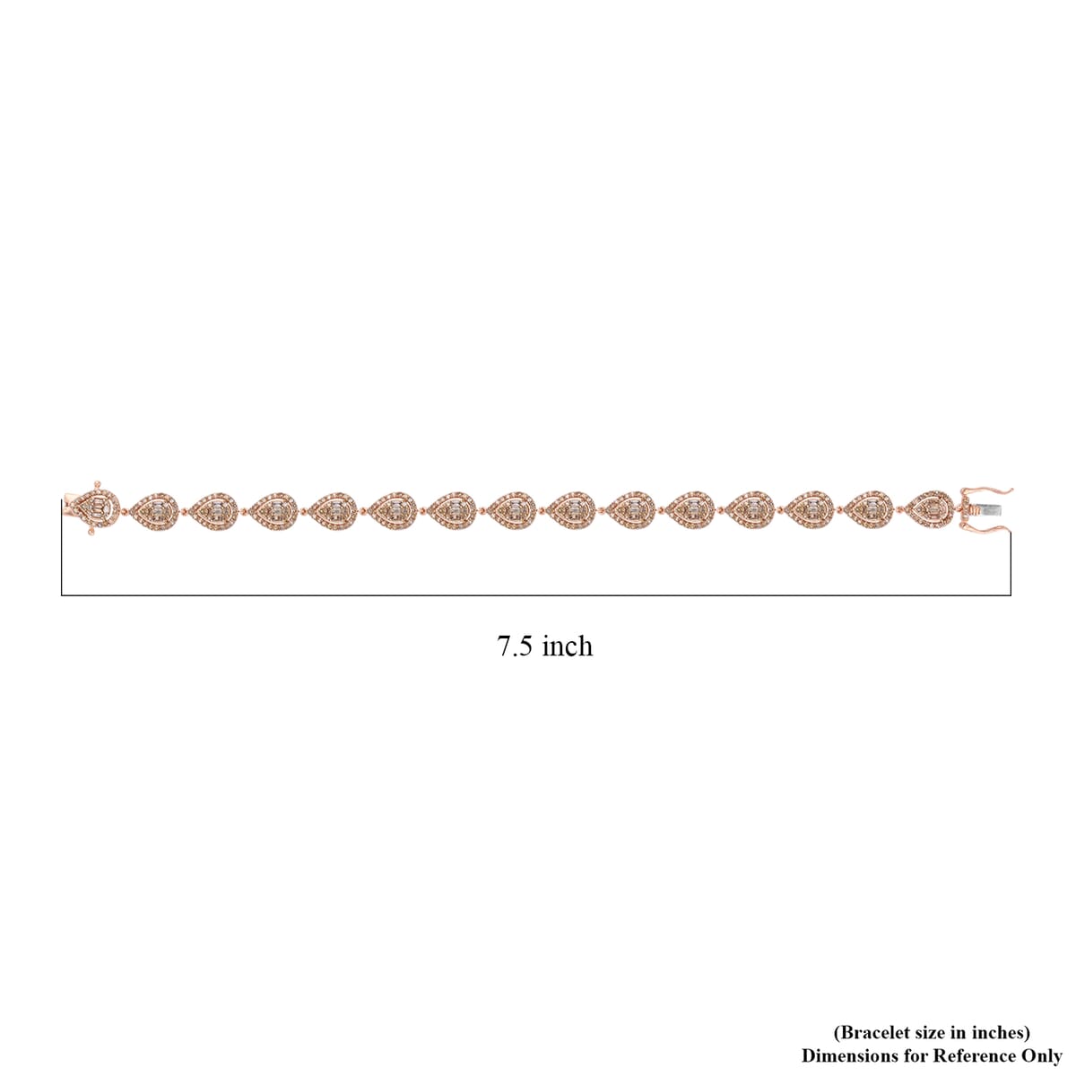Natural Champagne Diamond Bracelet in Vermeil Rose Gold Over Sterling Silve (7.50 In) 4.00 ctw (Del. 7-10 Days) image number 4