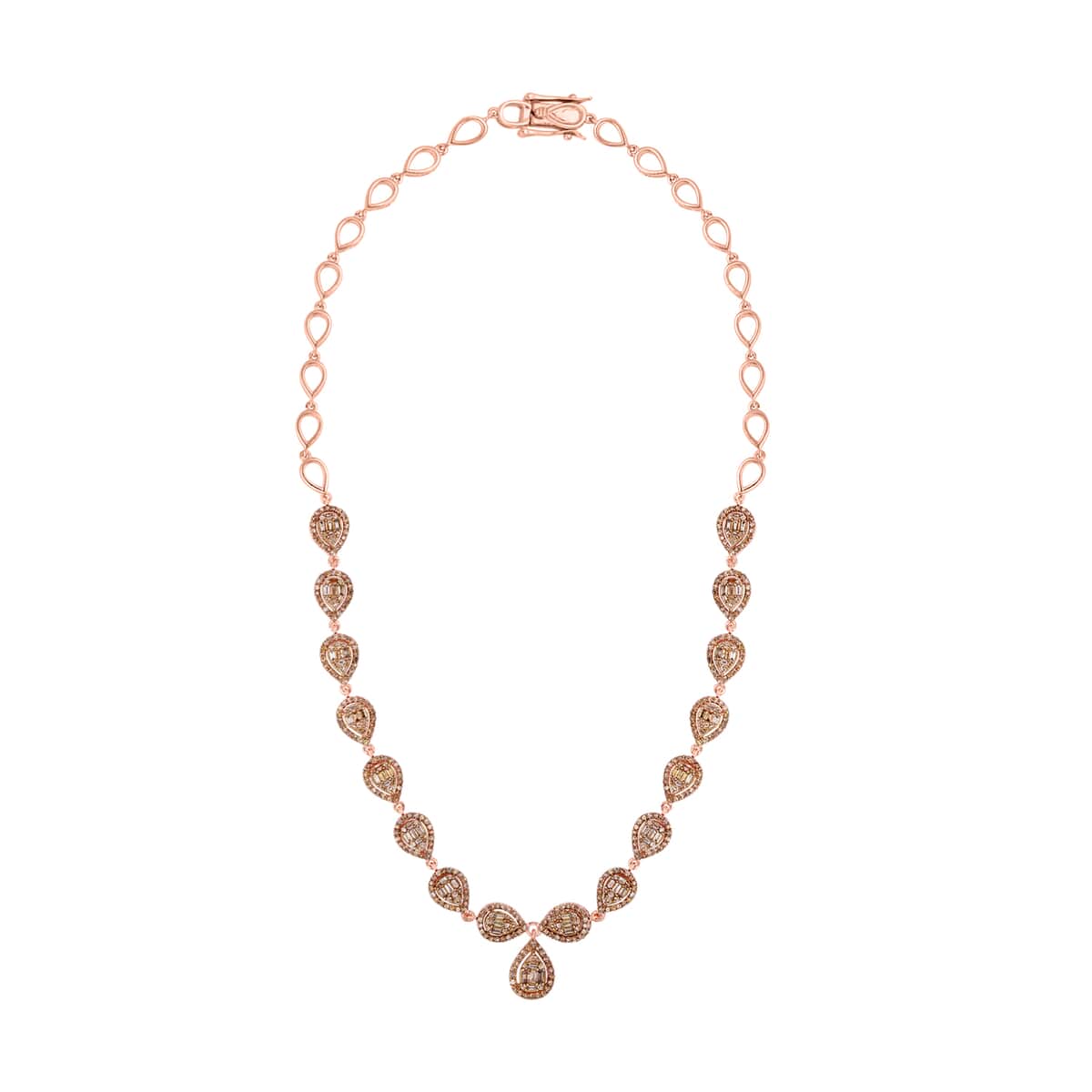 Natural Champagne Diamond Necklace 16 Inches in Vermeil Rose Gold Over Sterling Silver 4.00 ctw (Del. 7-10 Days) image number 0