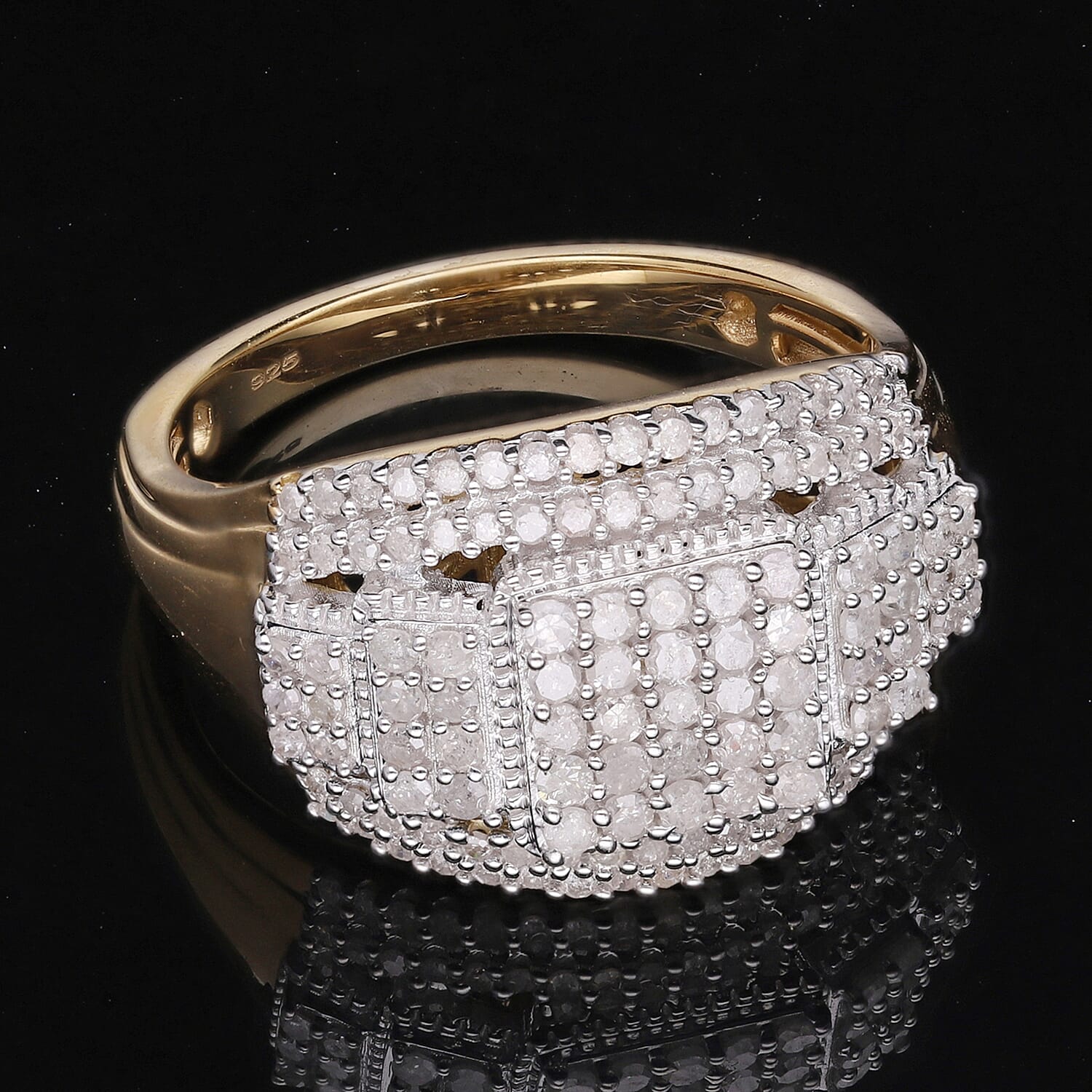 White Diamond 0.99 ctw Ring in 18K Vermeil Yellow Gold Over Sterling Silver (Size 11.5)