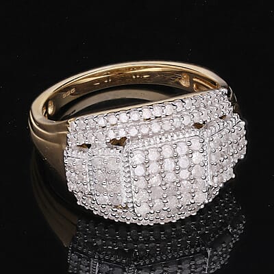 White Diamond 0.99 ctw Ring in 18K Vermeil Yellow Gold Over Sterling Silver (Size 11.5)