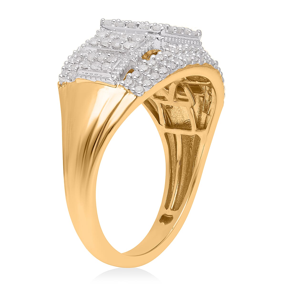 White Diamond 0.99 ctw Ring in 18K Vermeil Yellow Gold Over Sterling Silver (Size 11.5)