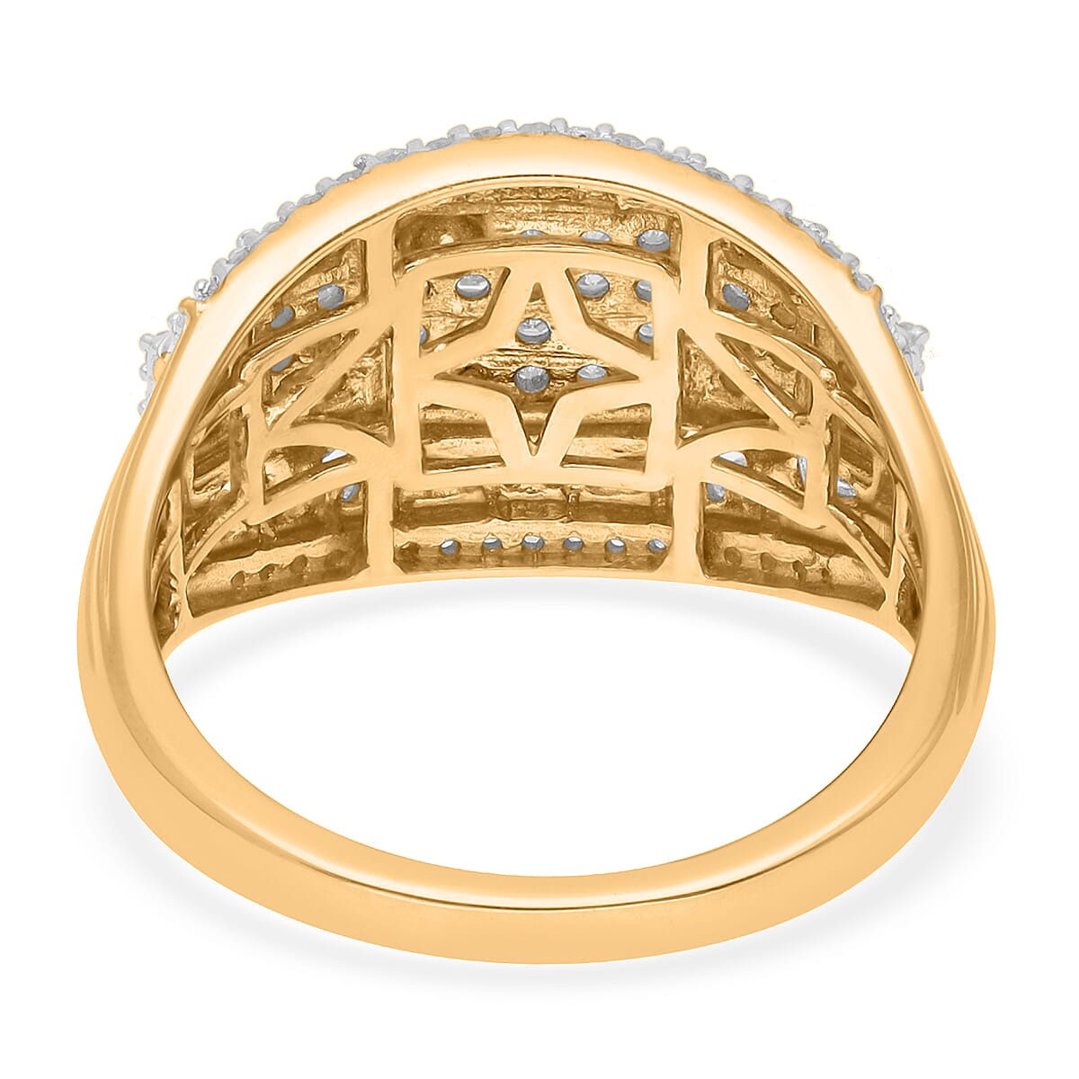 White Diamond 0.99 ctw Ring in 18K Vermeil Yellow Gold Over Sterling Silver (Size 11.5)