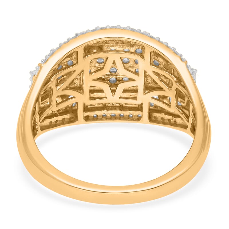 White Diamond 0.99 ctw Ring in 18K Vermeil Yellow Gold Over Sterling Silver (Size 11.5)