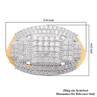 White Diamond 0.99 ctw Ring in 18K Vermeil Yellow Gold Over Sterling Silver (Size 11.5)