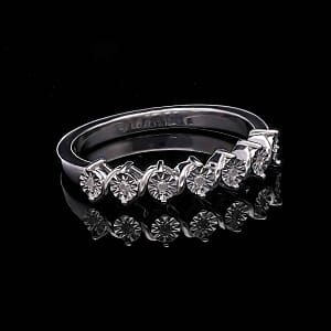 White Diamond Ring in Platinum Over Sterling Silver (Size 8)