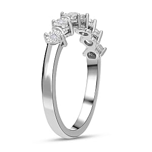 White Diamond Ring in Platinum Over Sterling Silver (Size 8)