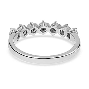 White Diamond Ring in Platinum Over Sterling Silver (Size 8)