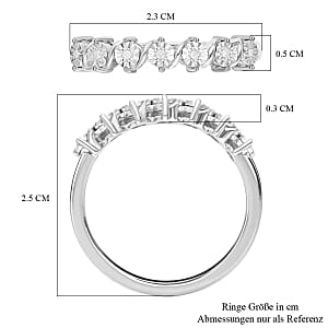 White Diamond Ring in Platinum Over Sterling Silver (Size 8)